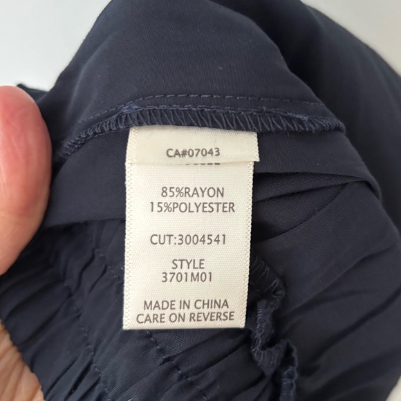 Max Studio Navy Wide Leg Pants Elastic Waist Minimalist Draped Trousers L - Picture 8 of 8